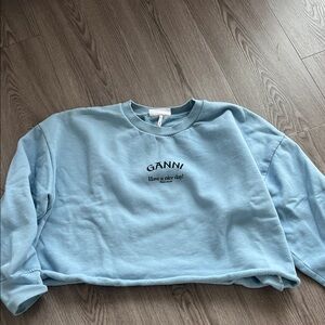 Ganni Sky Blue Crew Neck Sweater